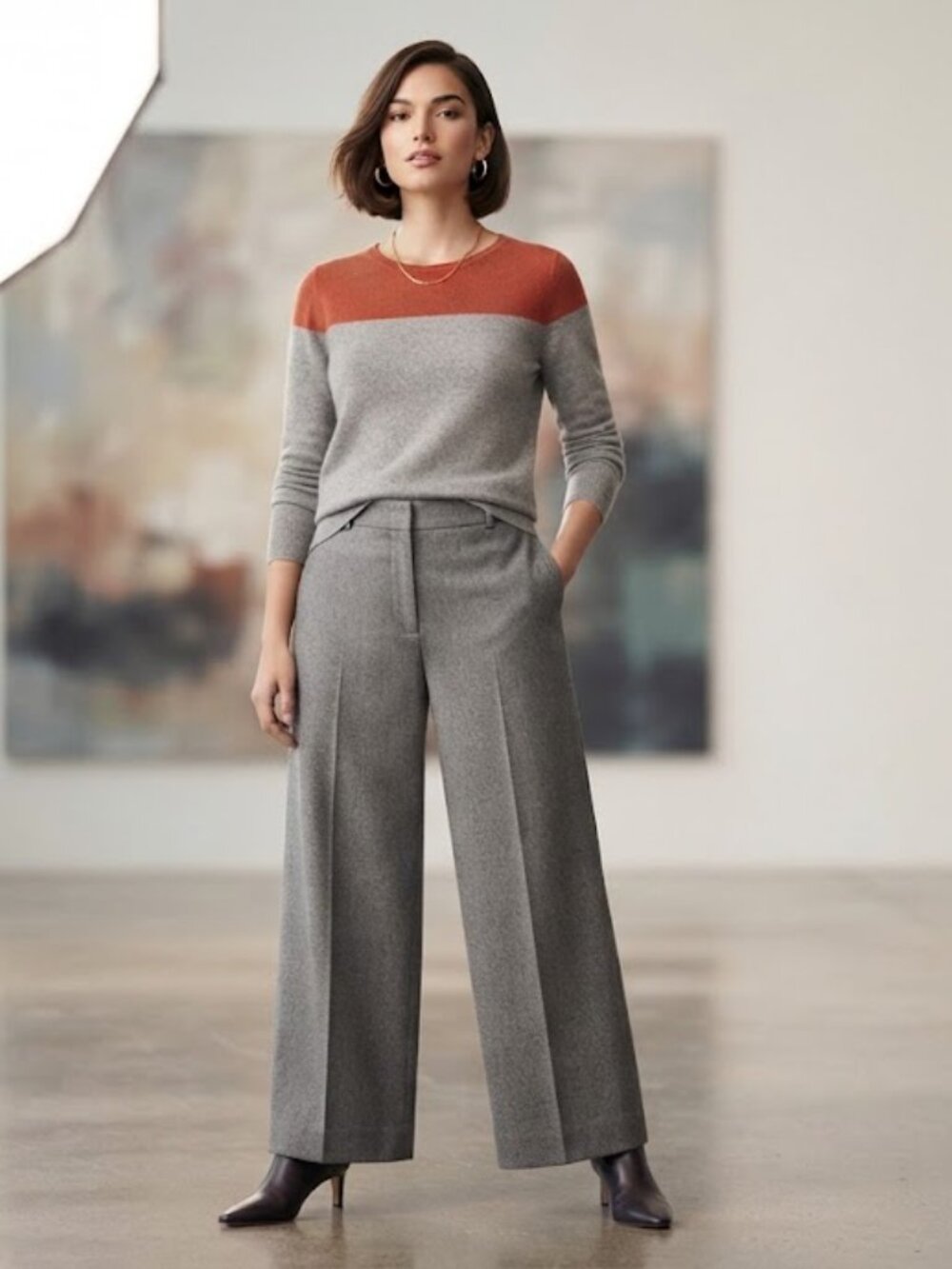 Club Monaco 100% Pure Cashmere Colorblock Sweater w/ Side Slits - Size M